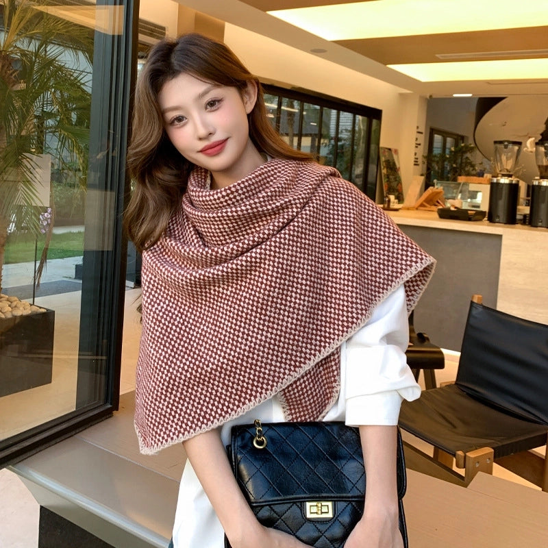 Women's Casual Lattice Imitation Cashmere Shawl