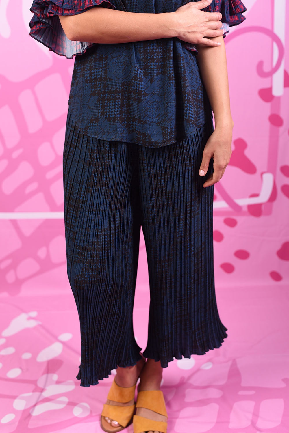 Claire Pants - Navy Houndstooth - SALE