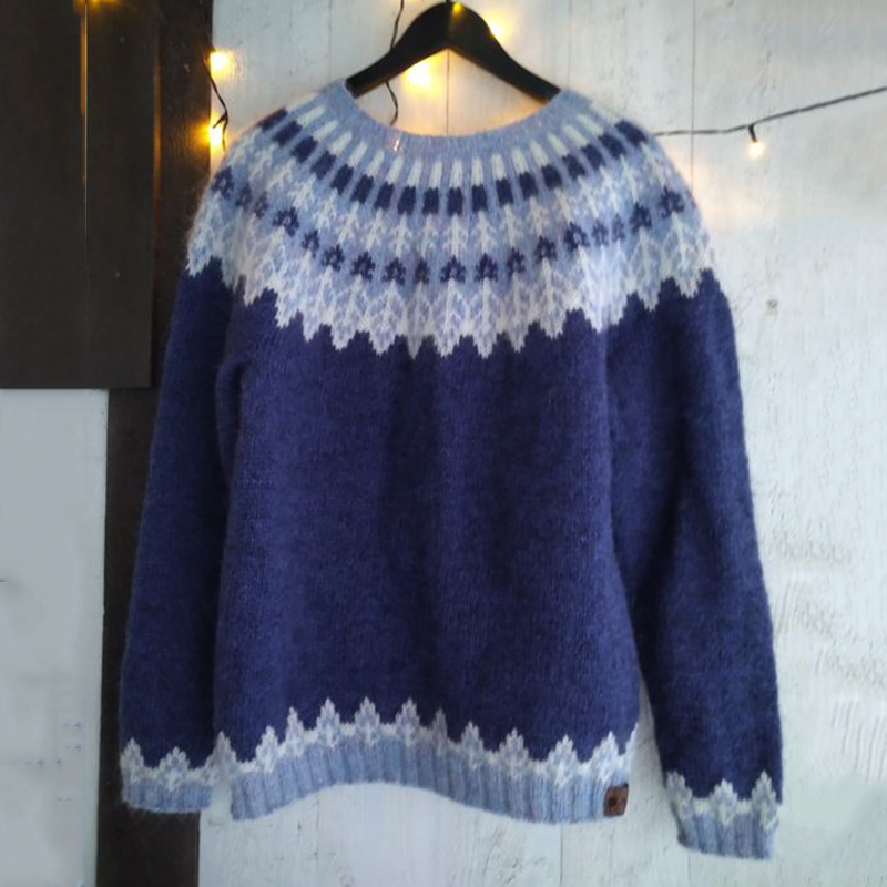 Vintage Icelandic Puunvuosi Knit Jacquard Warmth Crew Neck Sweater Unisex