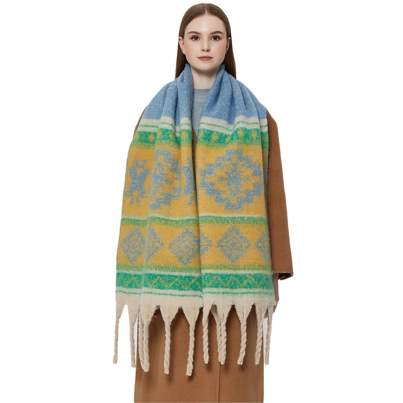 Women's Casual Printing Color Block Polyester Scarf