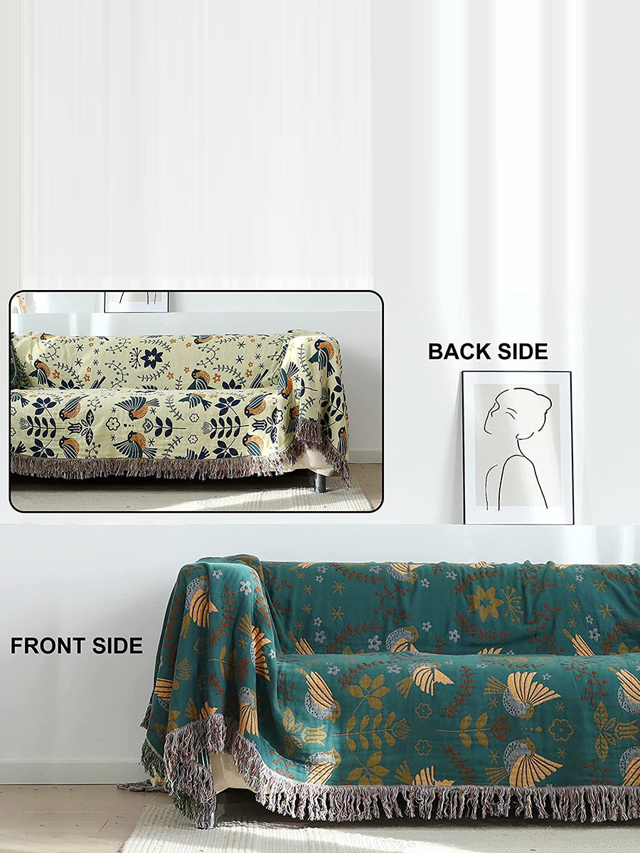 4 Layers Cotton Queen Sofa Throw Boho Throw Blanket