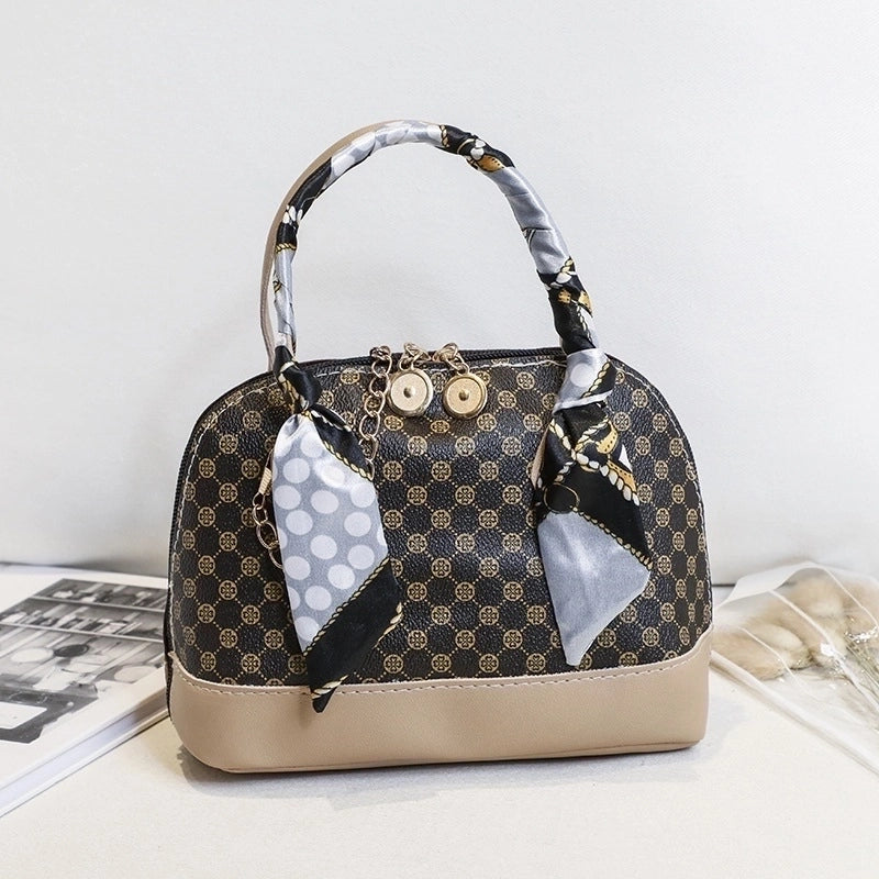 Women's Small All Seasons Pu Leather Printing Fashion Ribbon Square Zipper Dome Bag