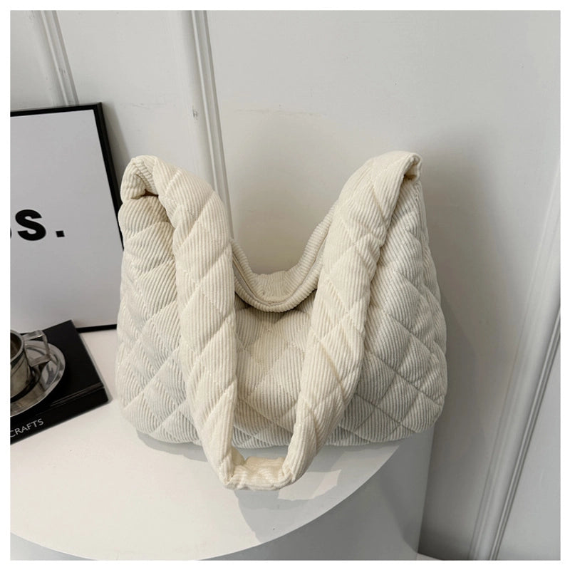 Women's Large Cotton Lingge Streetwear Square Zipper Shoulder Bag