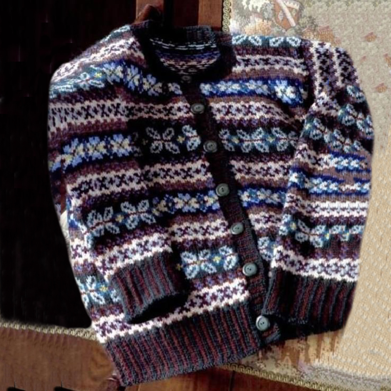 Vintage Fair Isle Icelandic Knit Jacquard Warmth Cardigan Unisex