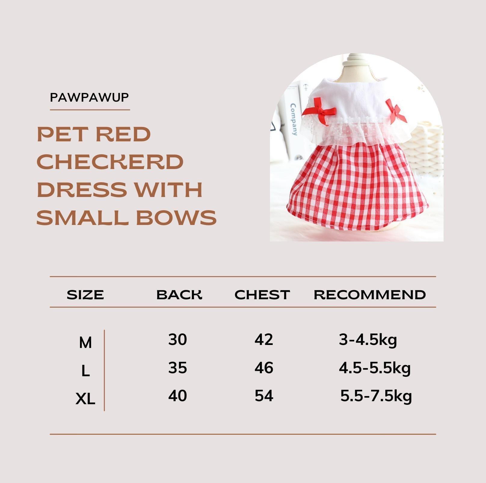 Pet Red Checkerd Dress With Small Bows