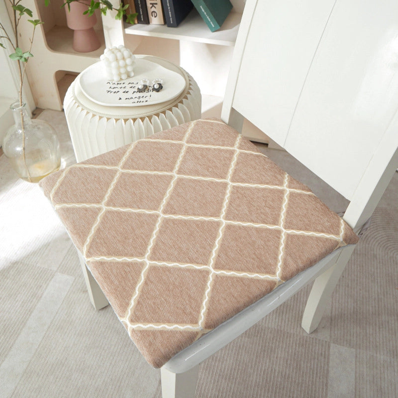 Minimalist Rhombus Cotton Chenille Seat Cushion