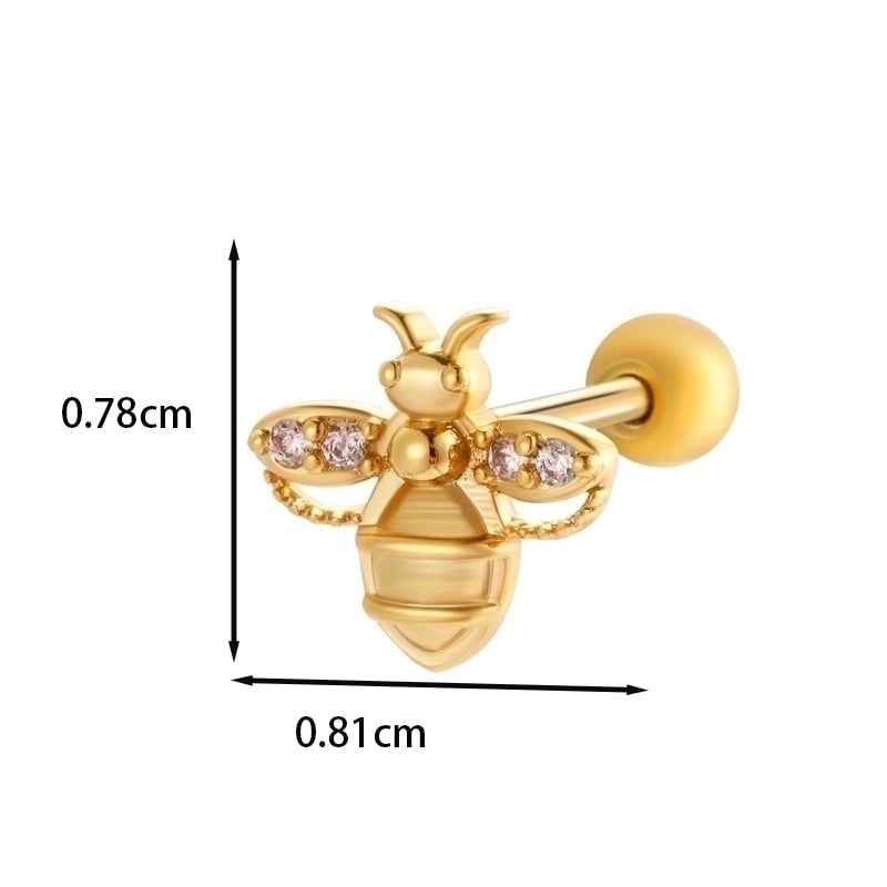 1 Piece Ear Cartilage Rings & Studs IG Style French Style  Water Droplets Flower Copper Inlay Zircon