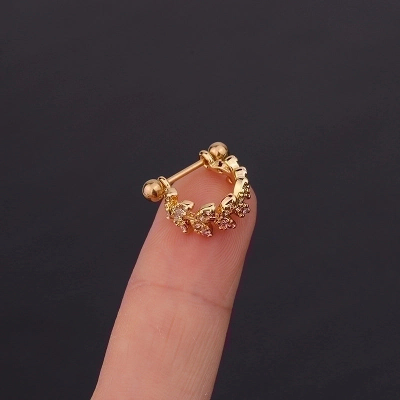 Ear Cartilage Rings & Studs Fashion U Shape 316L Stainless Steel  Copper Inlaid Zircon