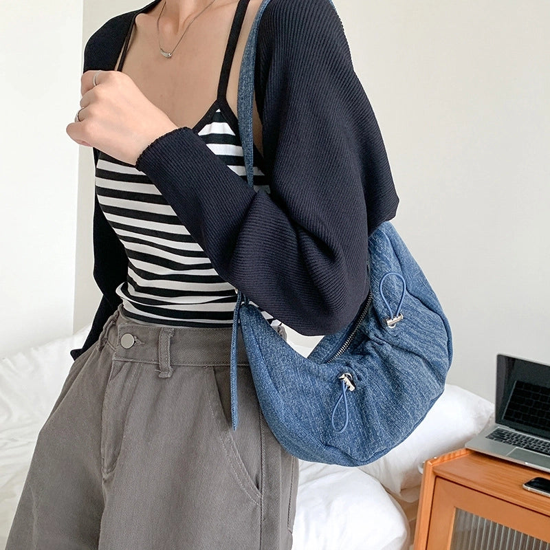 Women's Medium Pu Leather Solid Color Elegant Dumpling Shape Zipper Underarm Bag