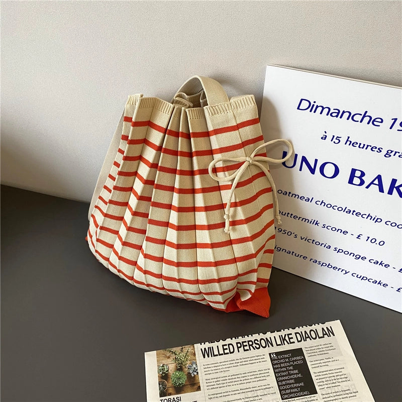 Women's Fashion Stripe Polyester Shopping Bags