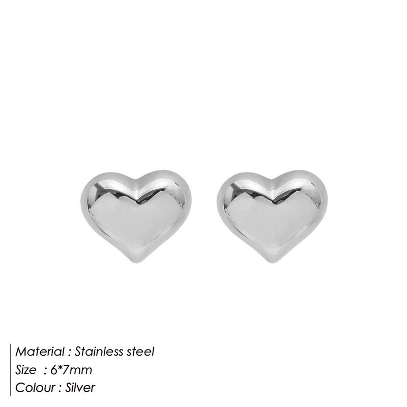 Minimalist Heart Shape Stainless Steel 14K Gold Plated Ear Studs