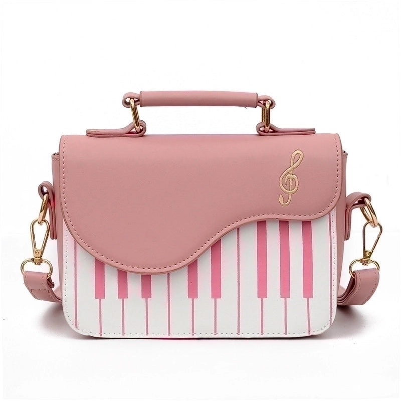 Women's Medium Pu Leather Color Block Elegant Classic Style Square Flip Cover Shoulder Bag Handbag Crossbody Bag