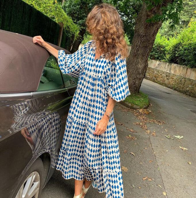🔥Hot Sale🔥Printed Bubble Sleeve Dress