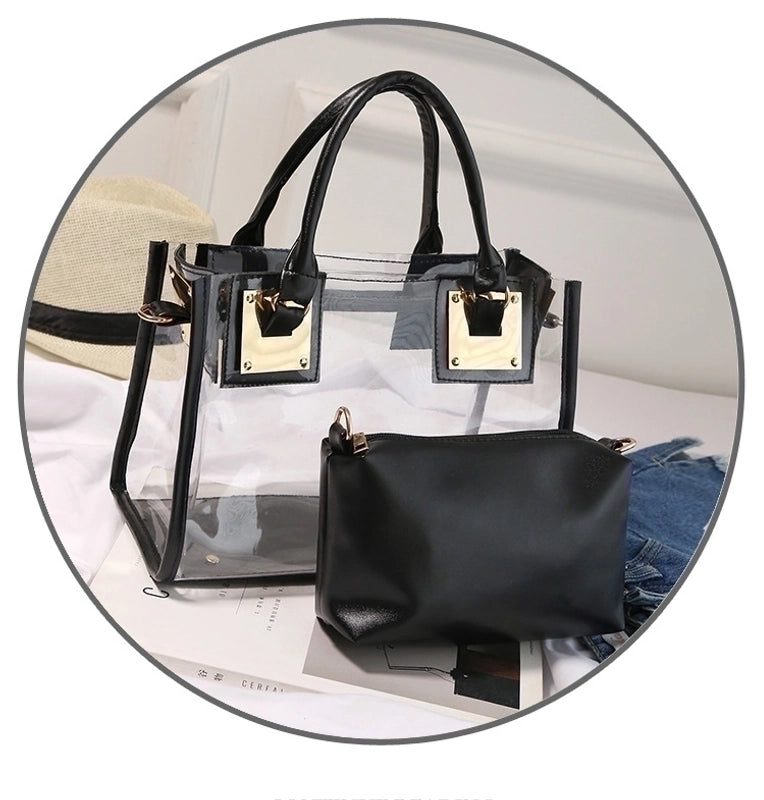Medium Plastic Solid Color Square Flip Cover Women's Handbag Jelly Bag