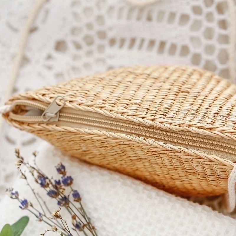 Simple Hand-woven Bag Fashion Summer Vacation Straw Bag Beach Women's Bag 20*14*cm