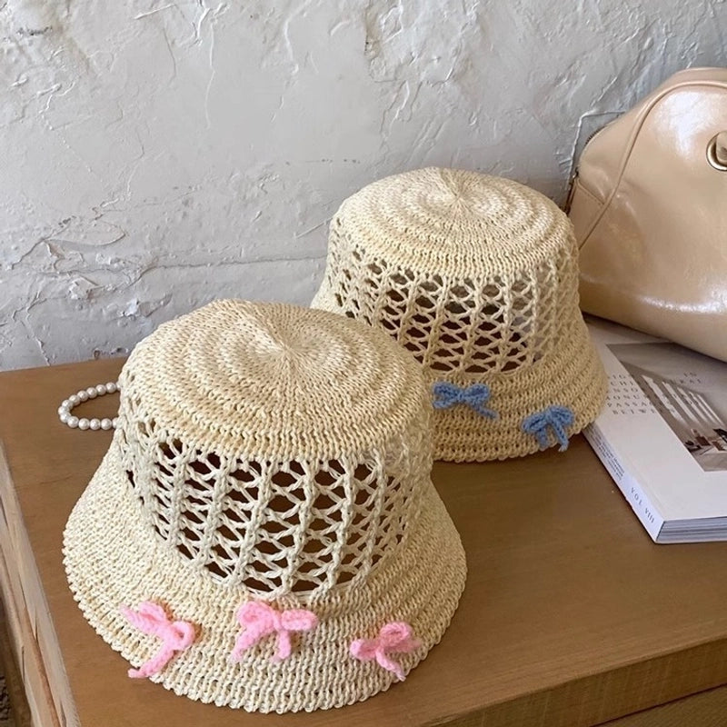 Women's Casual Bow Knot Wide Eaves Straw Hat