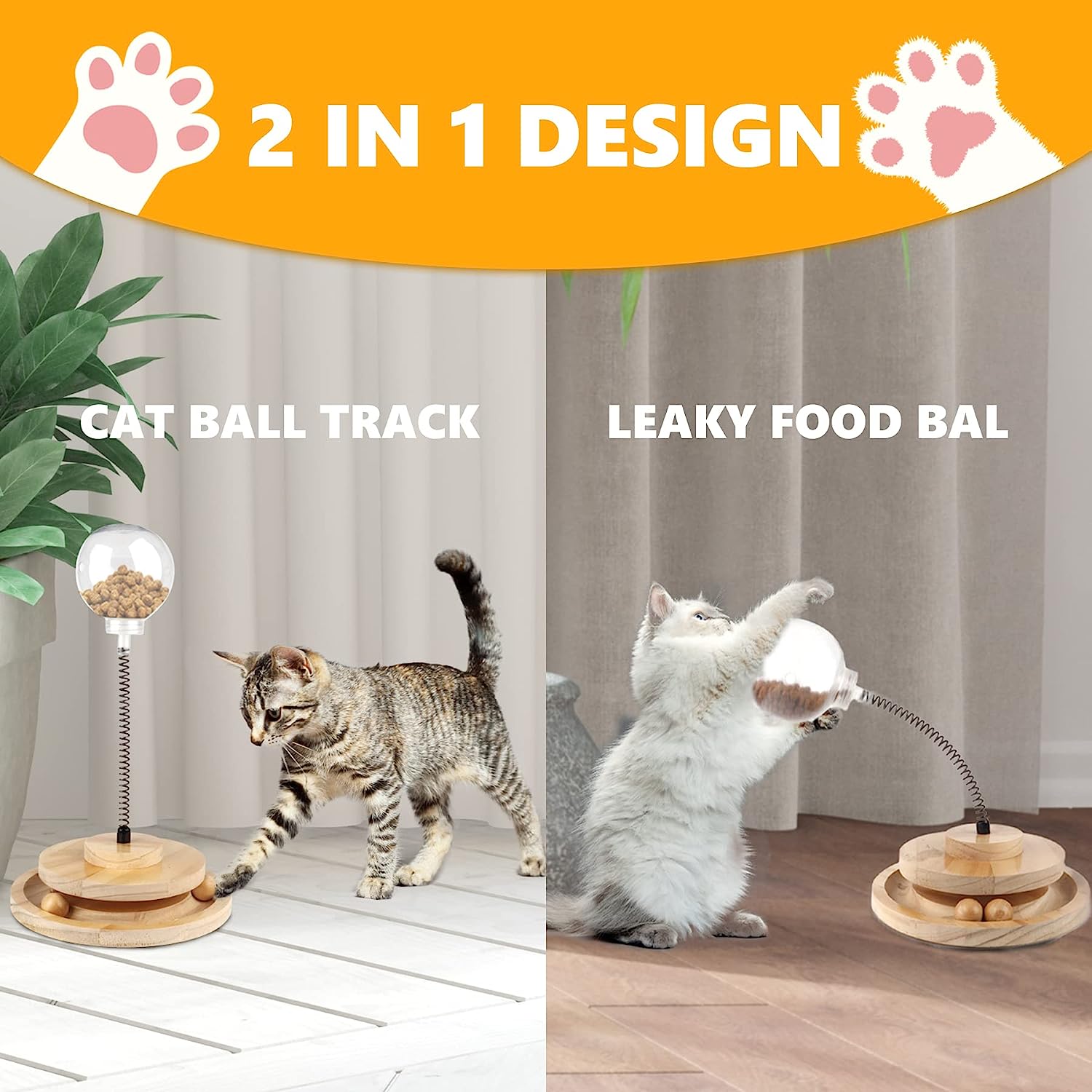 😸😸Cat toy leaky feeding ball wobbly teaser wand