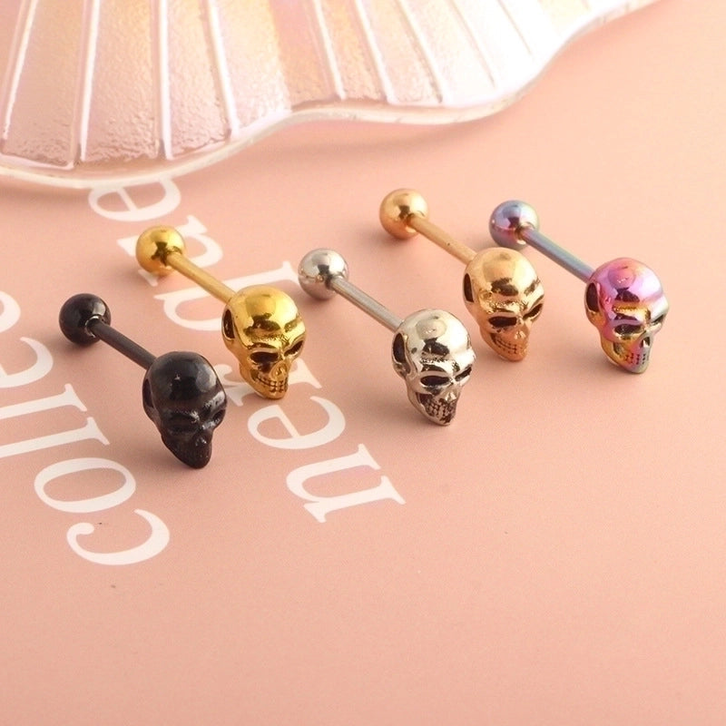 1 Piece Lip Rings Minimalist Skull Stainless Steel Plating