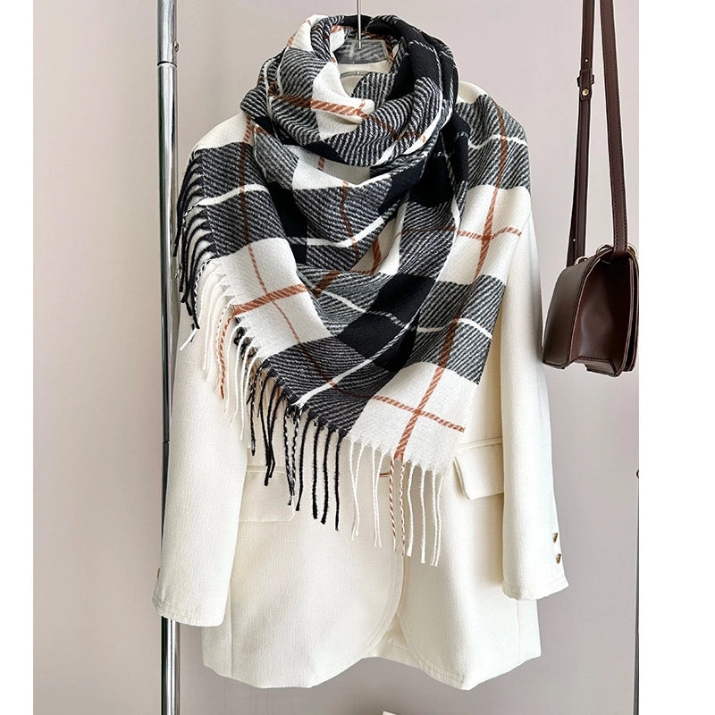 Women's Vintage Style Classic Style Lattice Imitation Cashmere Scarf