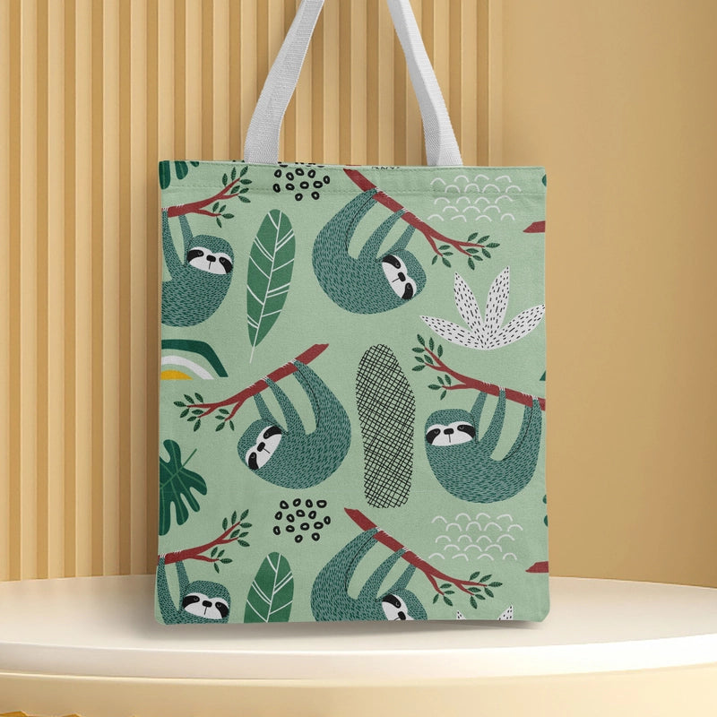 Women's Medium Canvas Animal Basic Classic Style Square Open Canvas Bag