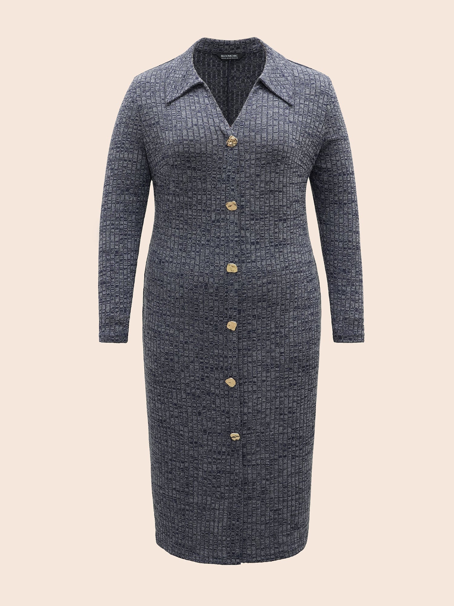 Textured Buckle Detail Split Hem Dress