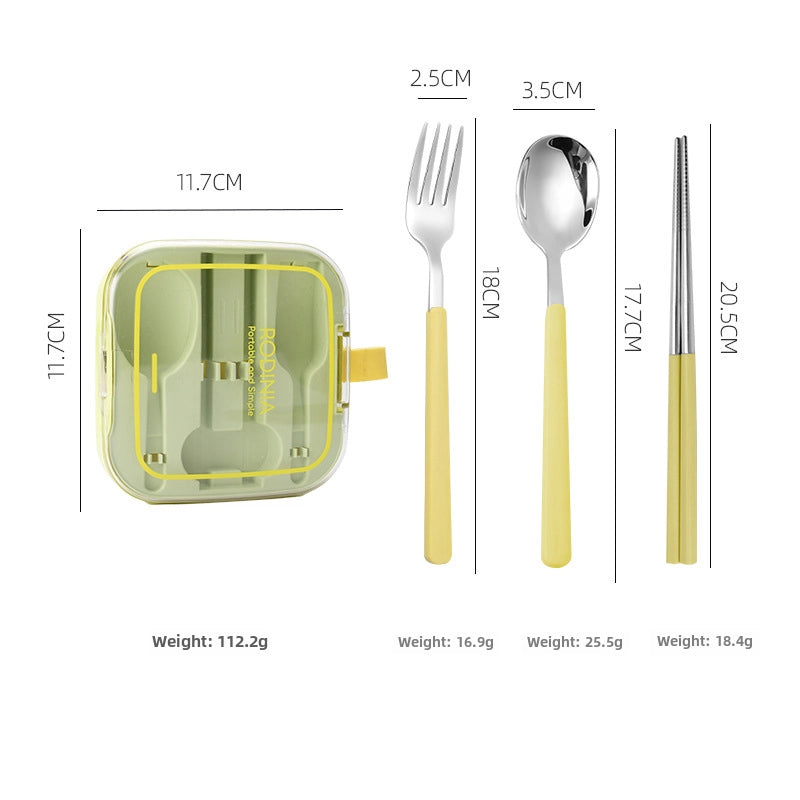 Mingrui Stainless Steel Knife. Fork And Spoon Suit Creative Student Office Worker Picnic Camping Folding Portable Tableware High Quality