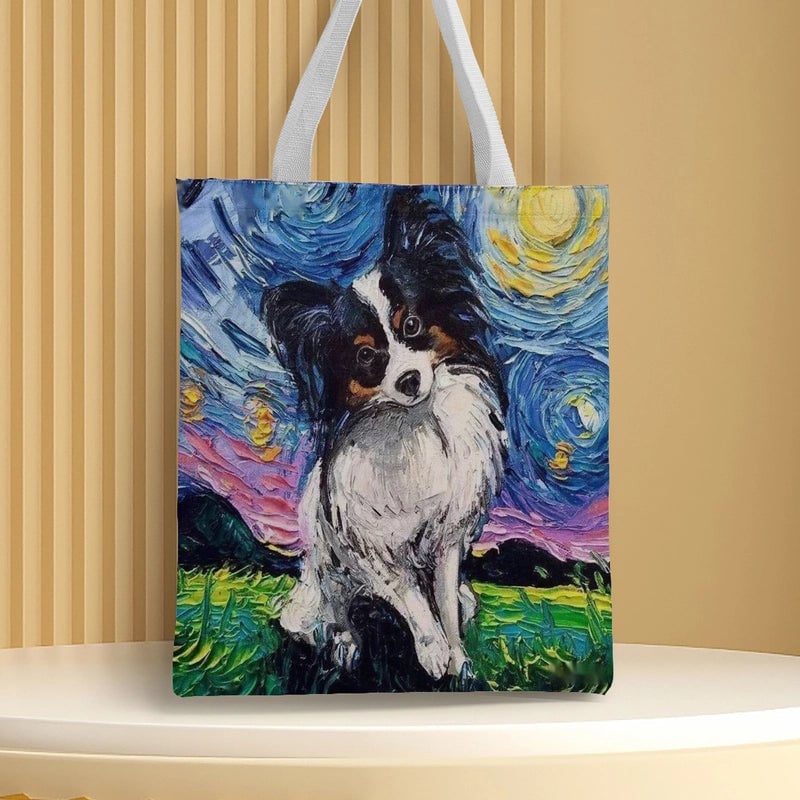Women's Medium Canvas Animal Basic Classic Style Square Open Canvas Bag