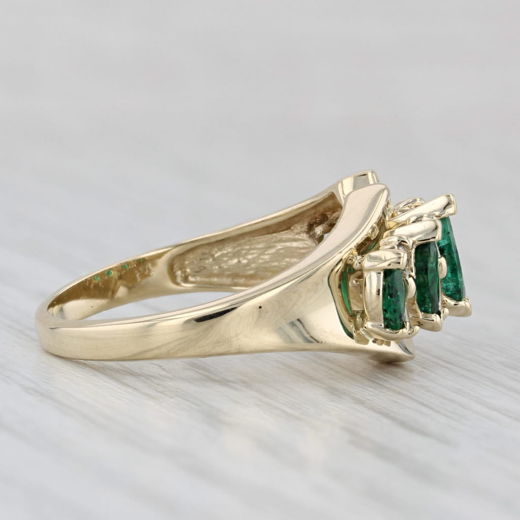 Tiered 0.79ctw Emerald Diamond Ring 14k Yellow Gold Size 7.75
