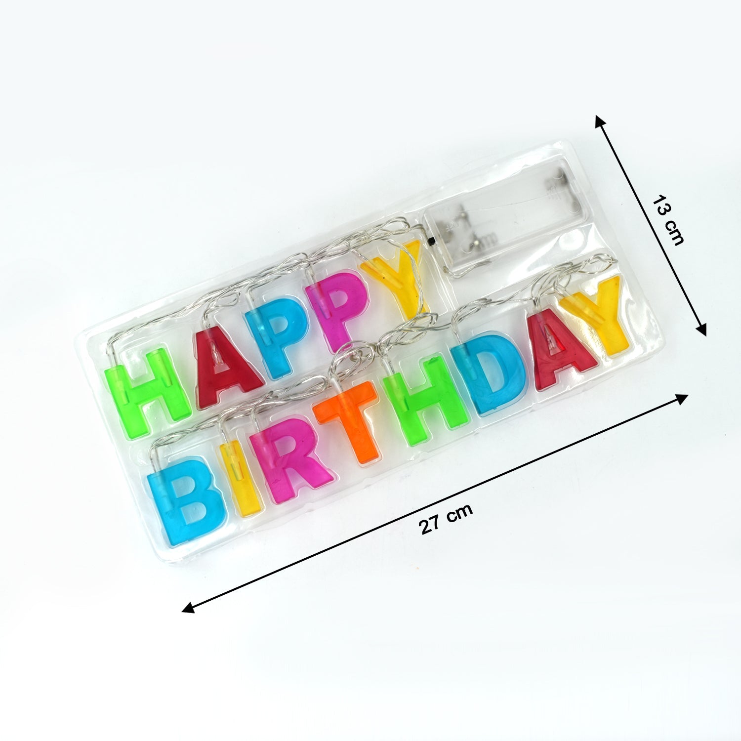 Decoratives Plastic Happy Birthday 13 LED Letter Battery Operated String Lights. Outdoor String Lights (Multicolour)