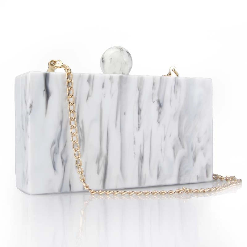 Pink Sky Blue Yellow Arylic Marble Square Evening Bags