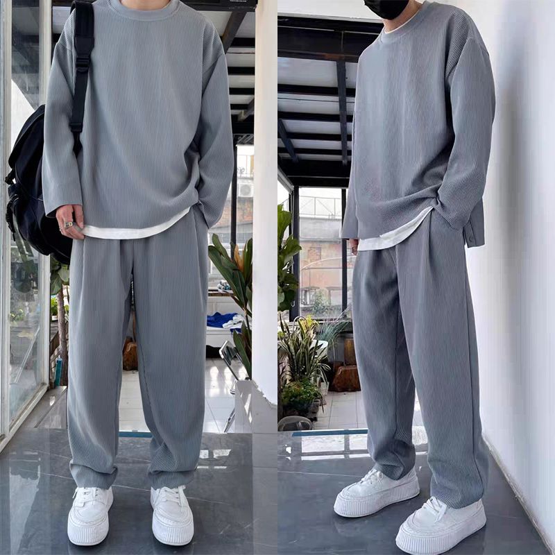 Men's Loose Fashionable Long Sleeve 2-piece Set