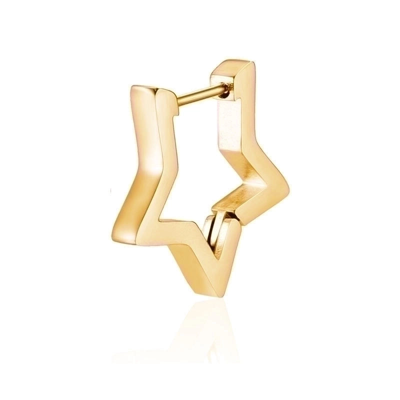 1 Piece Hip-Hop Rock Minimalist Star Heart Shape Metal Button 304 Stainless Steel Copper Gold Plated Hoop Earrings