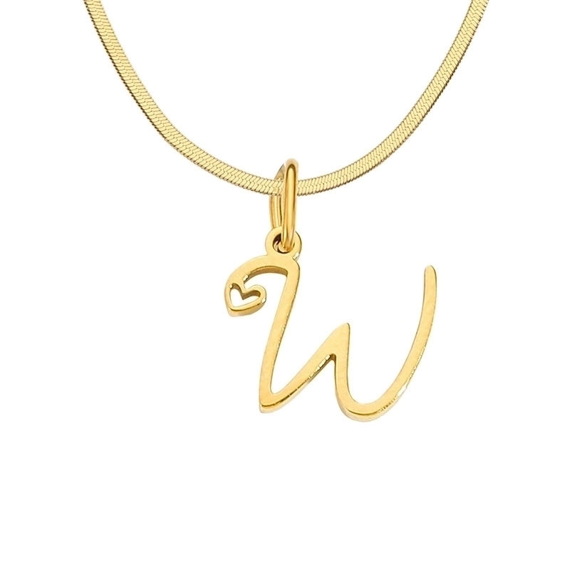 Stainless Steel Titanium Steel 14K Gold Plated Minimalist Plating Letter Heart Shape Pendant Necklace