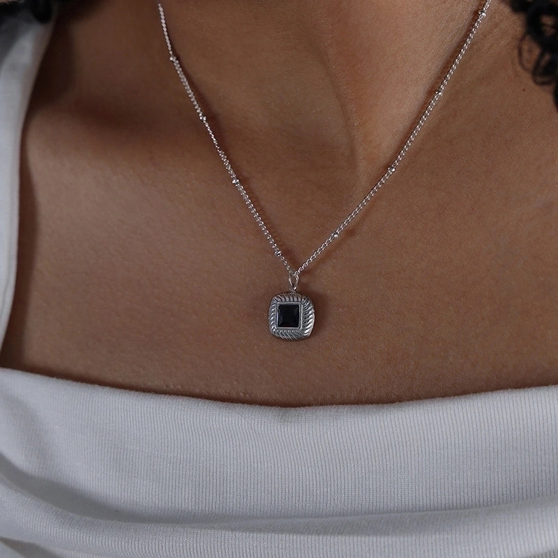Retro Minimalist Streetwear Square Titanium Steel 18K Gold Plated Plating Inlay Earrings Necklace