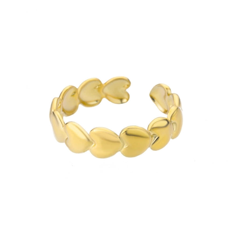 Minimalist Geometric Round Heart Shape 304 Stainless Steel 18K Gold Plated Plating Open Rings