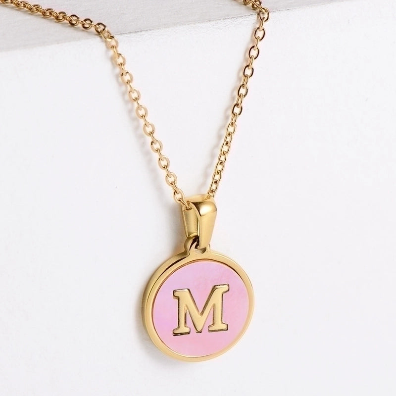 304 Stainless Steel 18K Gold Plated Fashion Plating Letter Shell Pendant Necklace