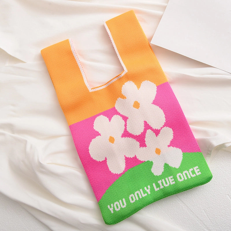 Women's Polyester Printing Classic Style Square Open Handbag