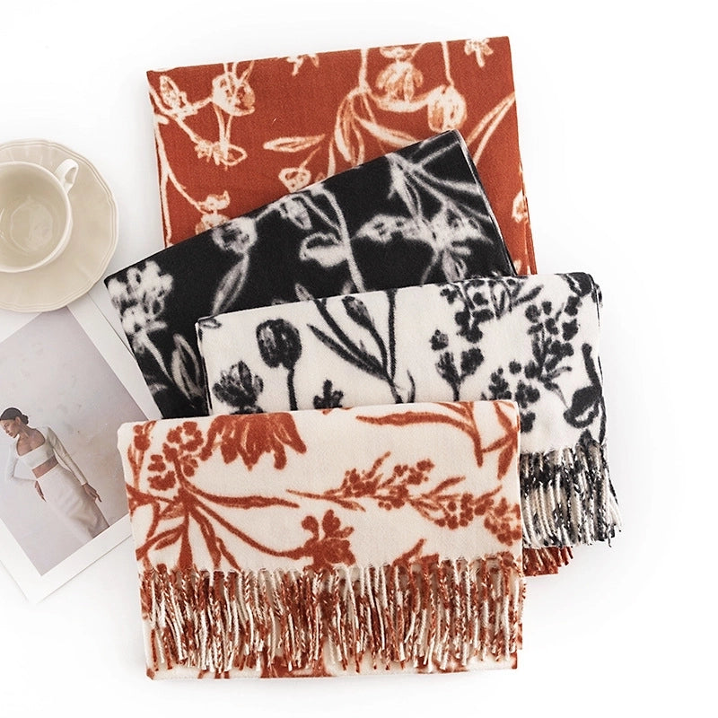 Women's Minimalist Flower Polyester Printing Scarf