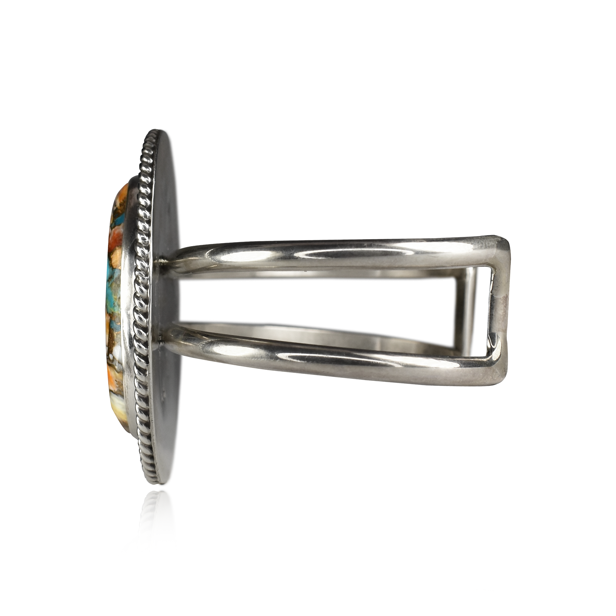 Kingman Turquoise. Spiny Oyster & Brass Composite Cuff by Raquel & Leonard Hurley