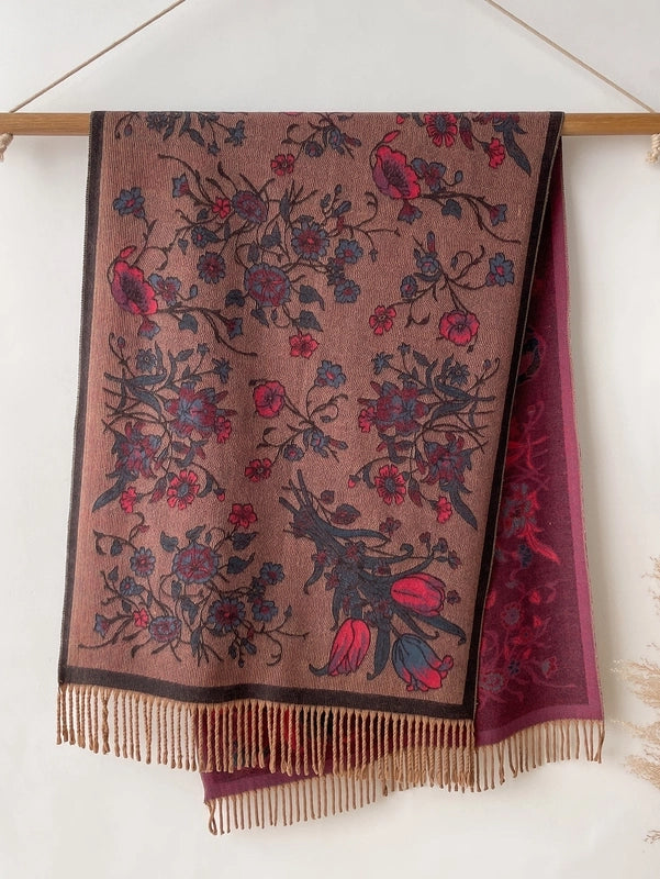 New Ethnic Style Vintage Tassel Shawl Autumn And Winter External Dual-Use Scarf Women's Travel Vacation Photo Cape