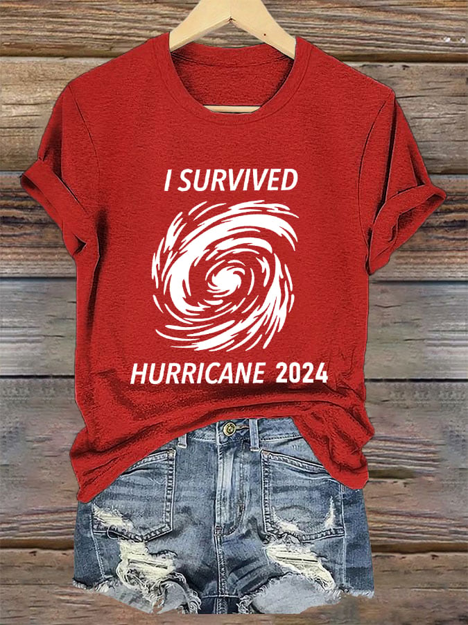 Women's 'I Survived Hurricane 2024' Print T-Shirt