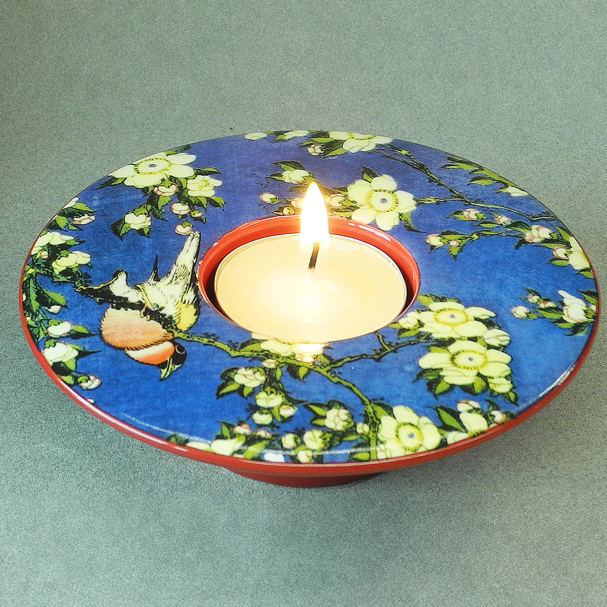 Hokusai Bullfinch & Blossoms Dish T-Light
