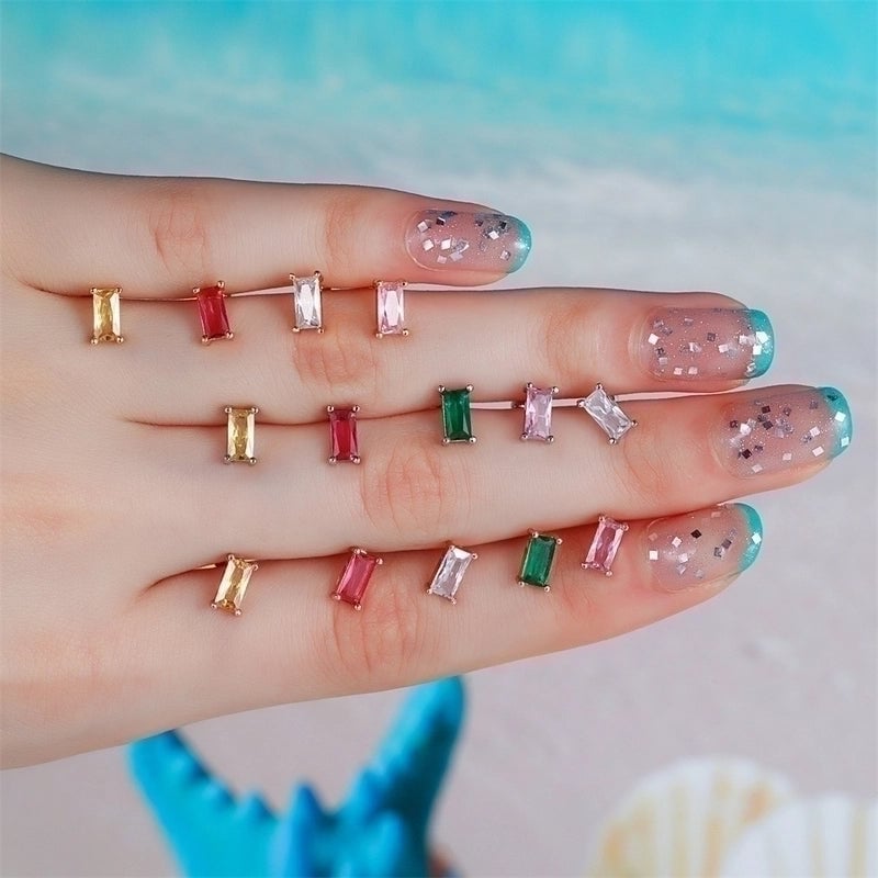 Ear Cartilage Rings & Studs Minimalist Geometric Brass Gem
