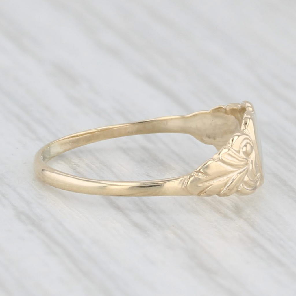 Vintage Engravable Heart Baby Ring 10k Yellow Gold Small Size 1