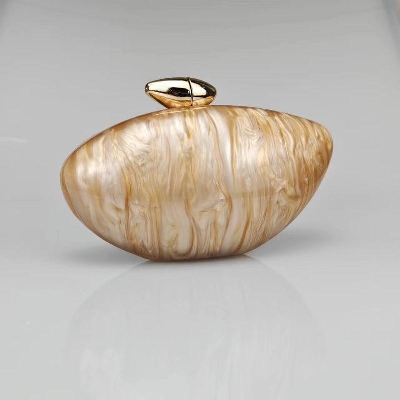 Rose Red Coffee Arylic Marble Oval Evening Bags