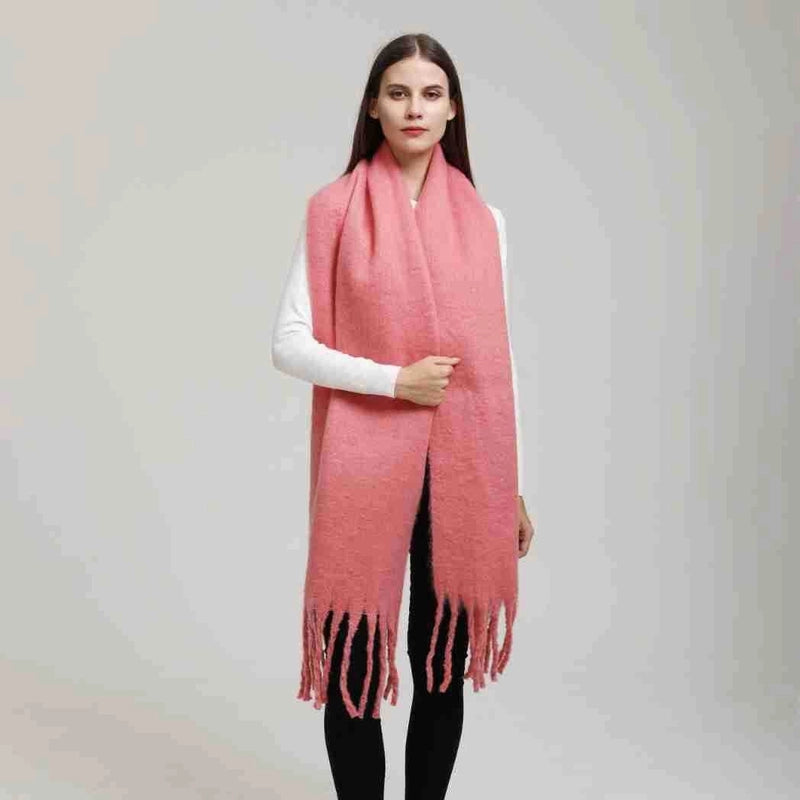 Women's Minimalist Solid Color Imitation Cashmere Tassel Scarf