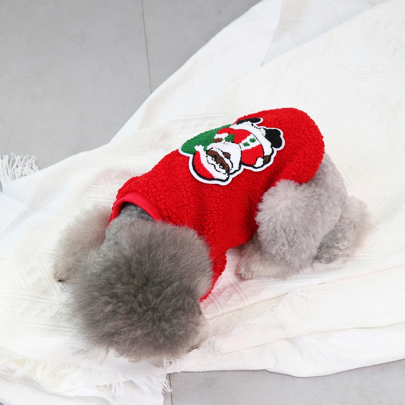 Casual Polar Fleece Christmas Christmas Tree Santa Claus Pet Clothing