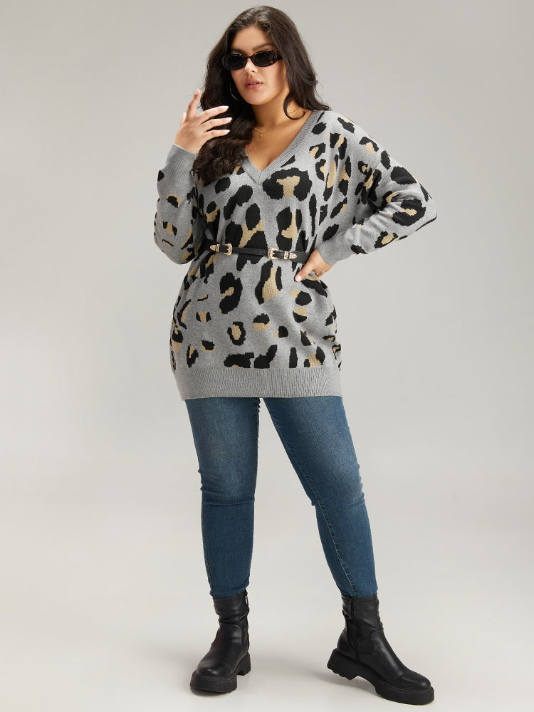 Anti-Pilling Leopard Elastic Cuffs Pullover