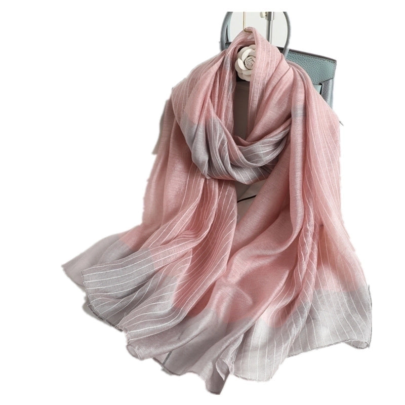 Women's Elegant Minimalist Stripe Silk Silk Scarf