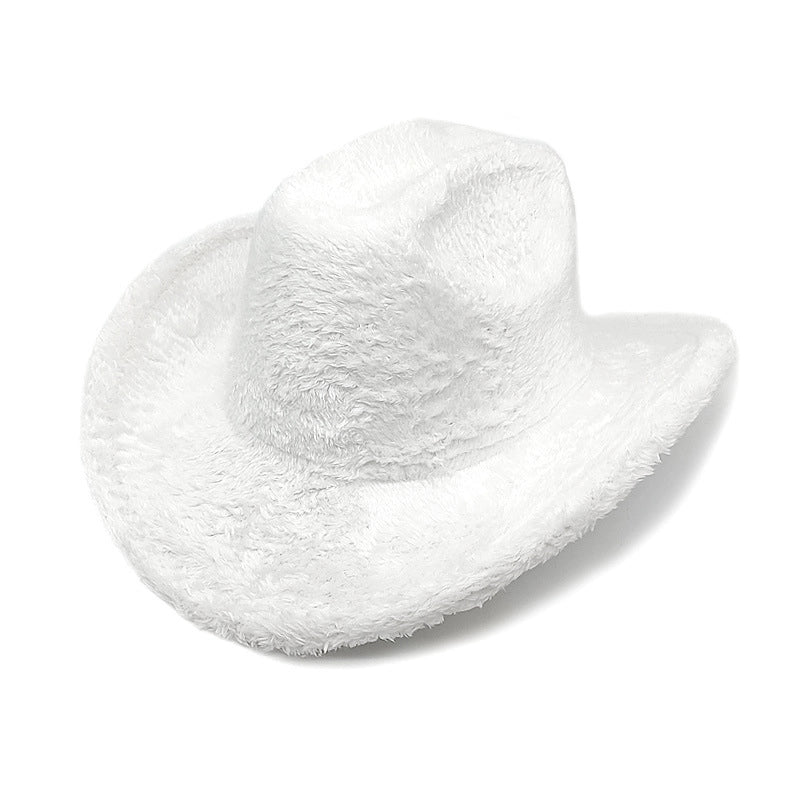 Unisex Cowboy Style Minimalist Solid Color Wide Eaves Fedora Hat